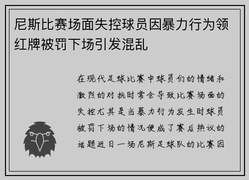 尼斯比赛场面失控球员因暴力行为领红牌被罚下场引发混乱